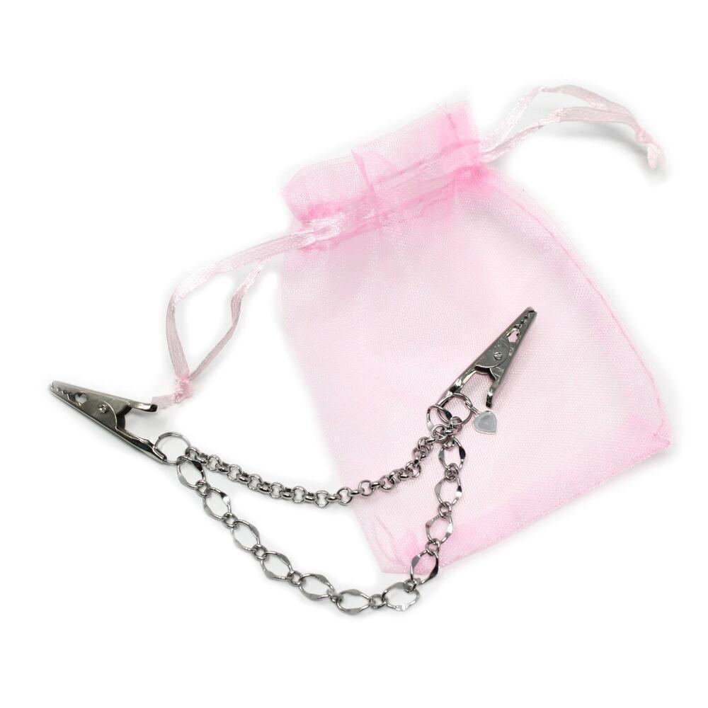 Silver Double Chain Sweater Guard Cardigan Collar Clip in Organza Bag - Hey Viv